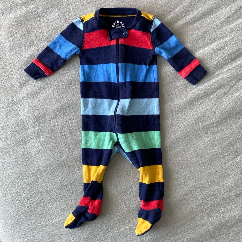 Primary 100% organic cotton rainbow footie pajamas onesie 0-3 mo unisex